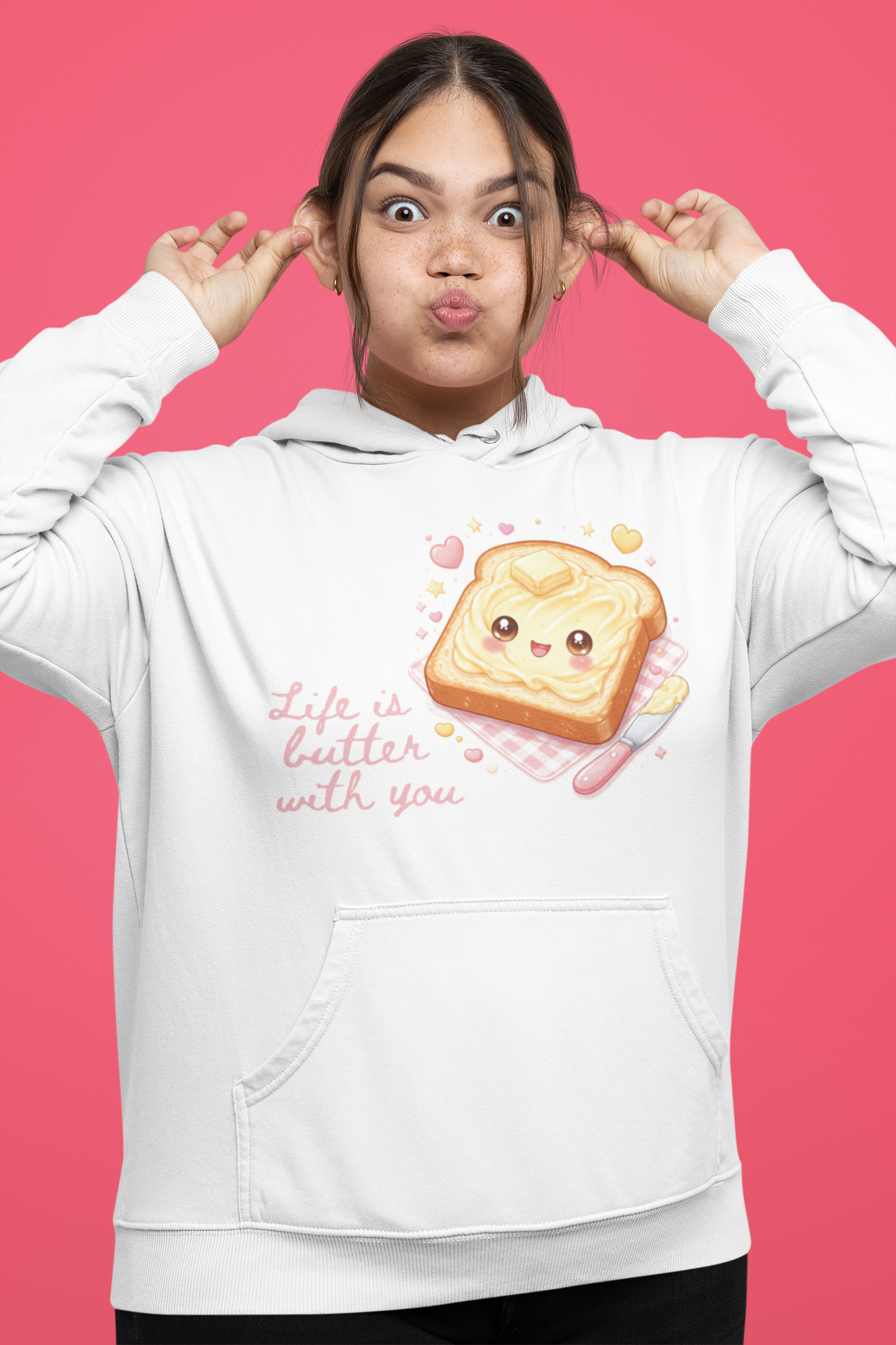 Felpa con Cappuccio Unisex - Life is Butter with You
