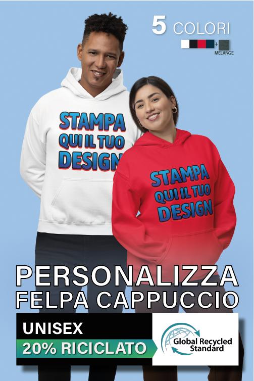 Personalizza Felpa con Cappuccio Unisex