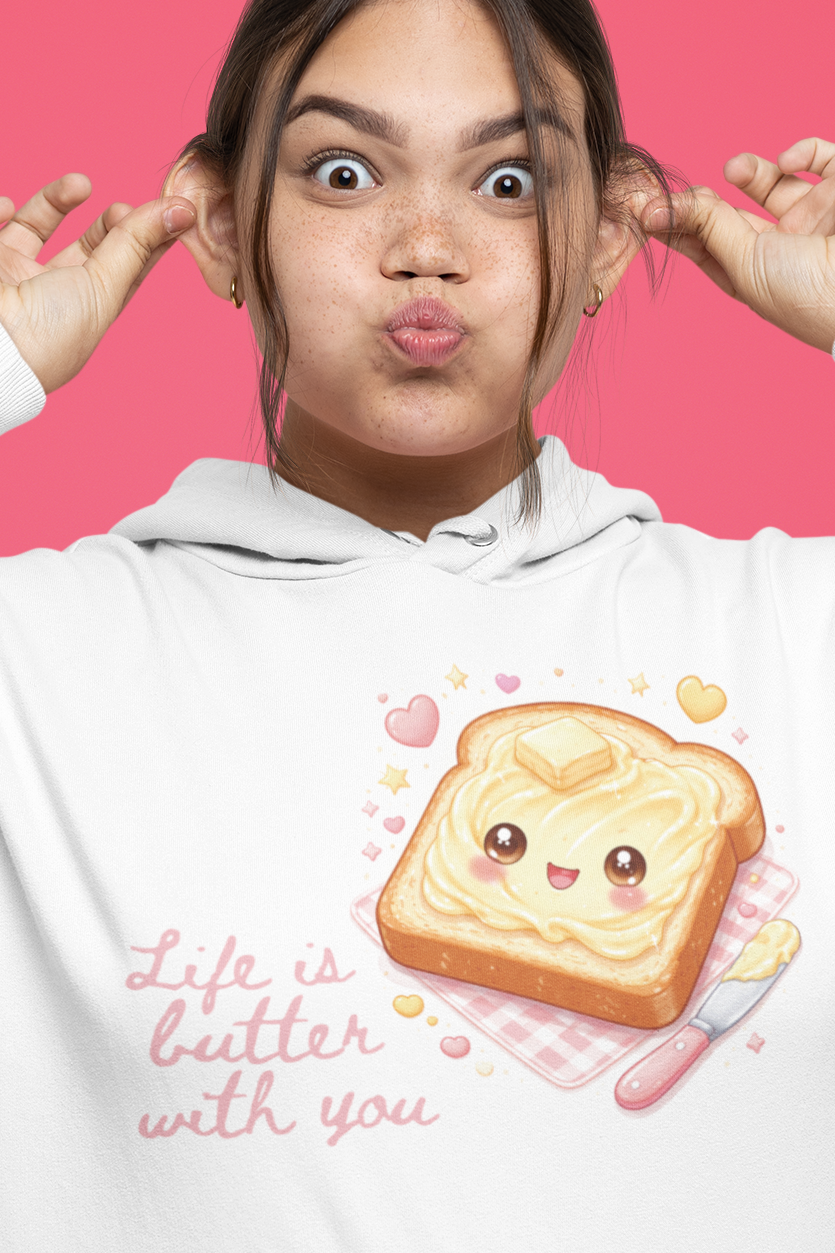 Felpa con Cappuccio Unisex - Life is Butter with You