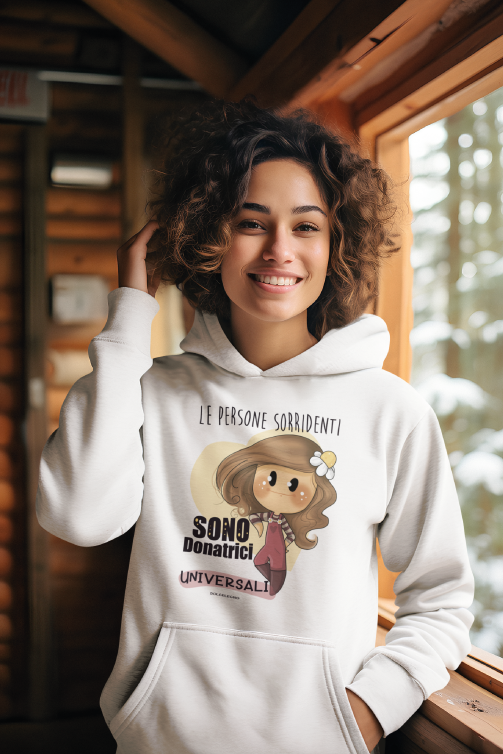 Felpa con cappuccio "Persone sorridenti" di Dolcelegno