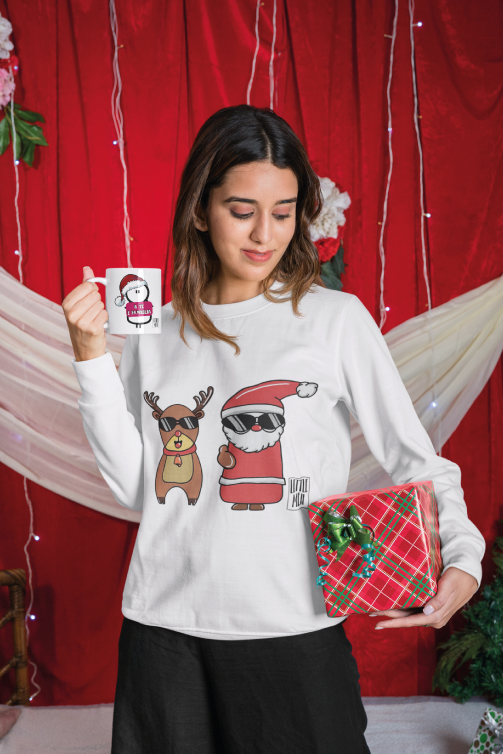 Felpa girocollo Babbo Natale  - di Little Meh