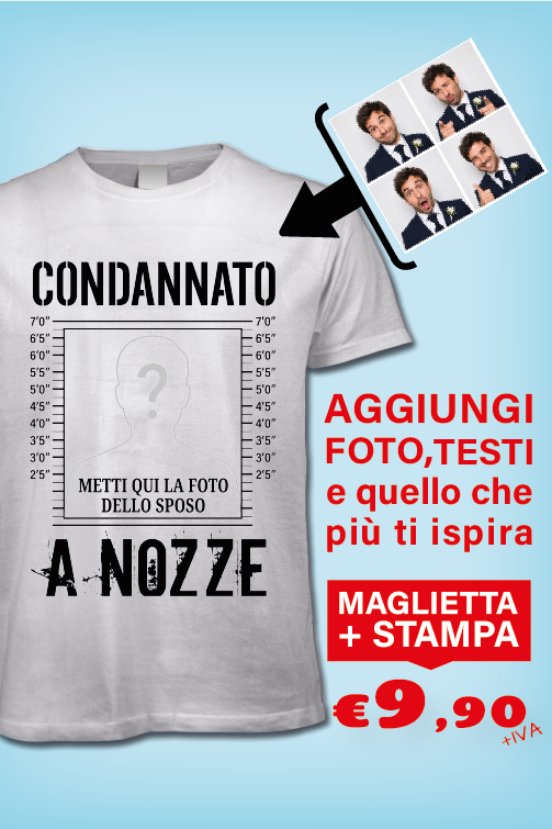 Maglietta Addio al celibato - Condannato a nozze personalizzabile